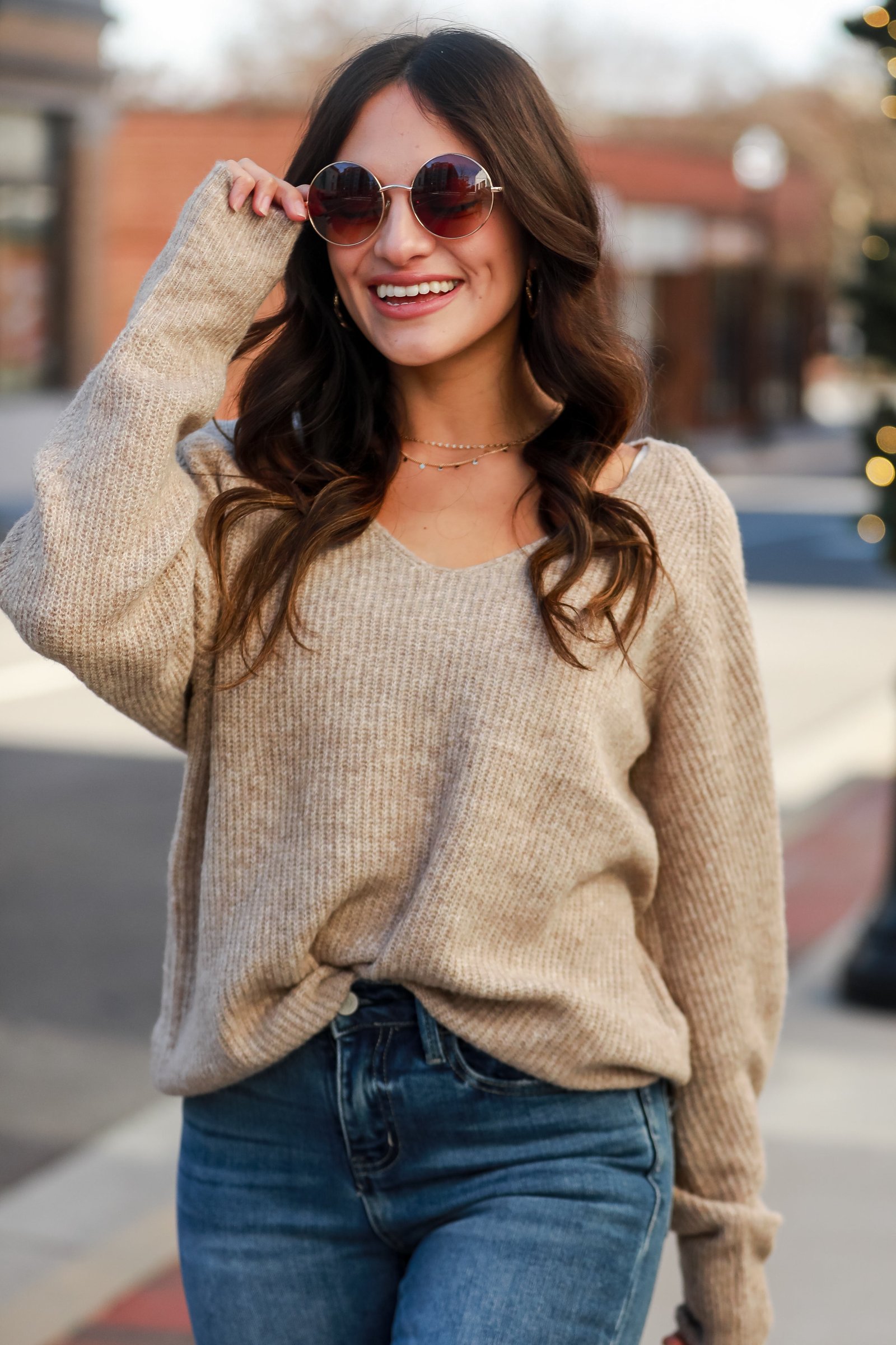 Parker Beige Oversized Sweater - DOORBUSTER