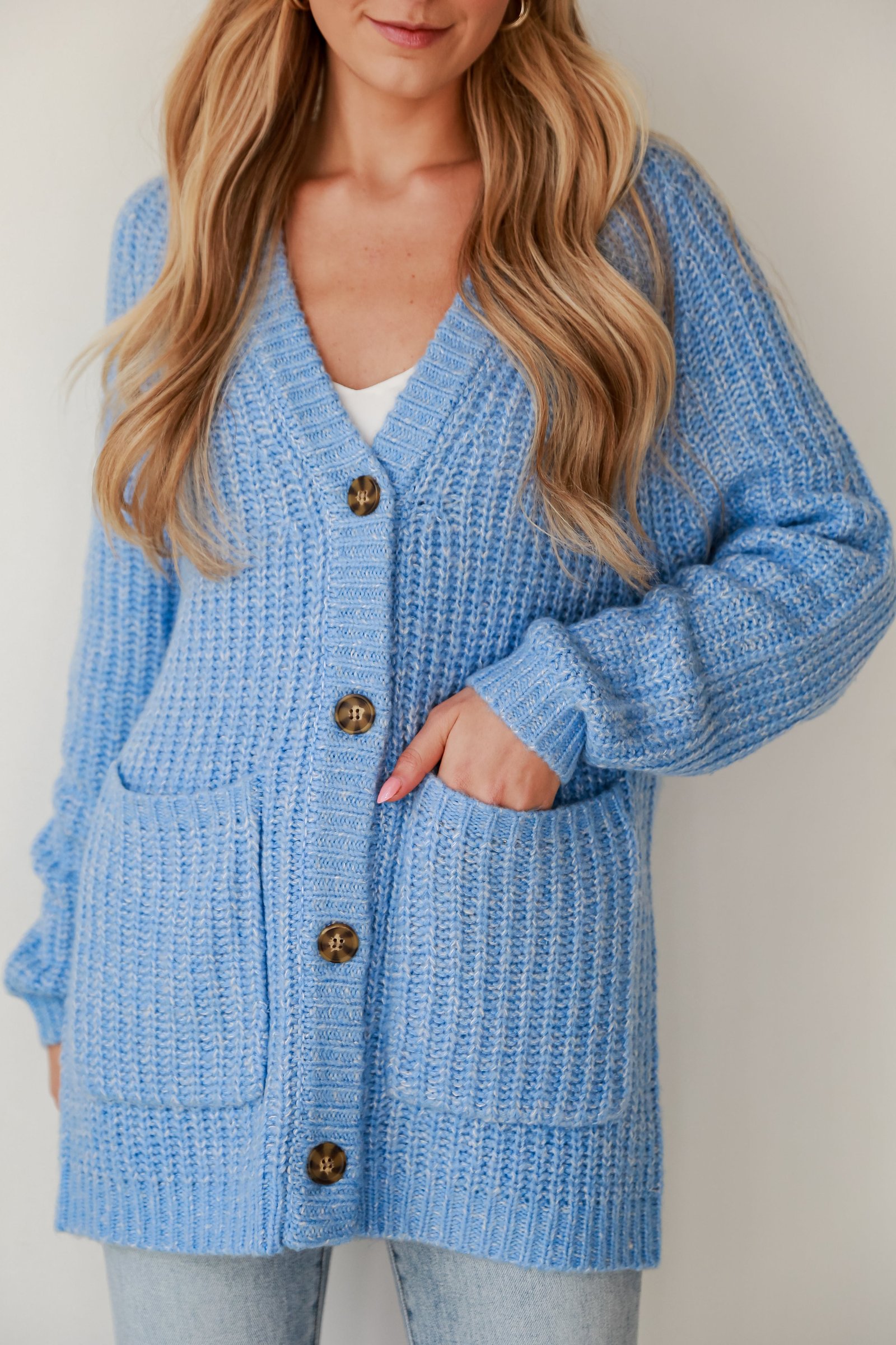 All Up To You Blue Oversized Sweater Cardigan