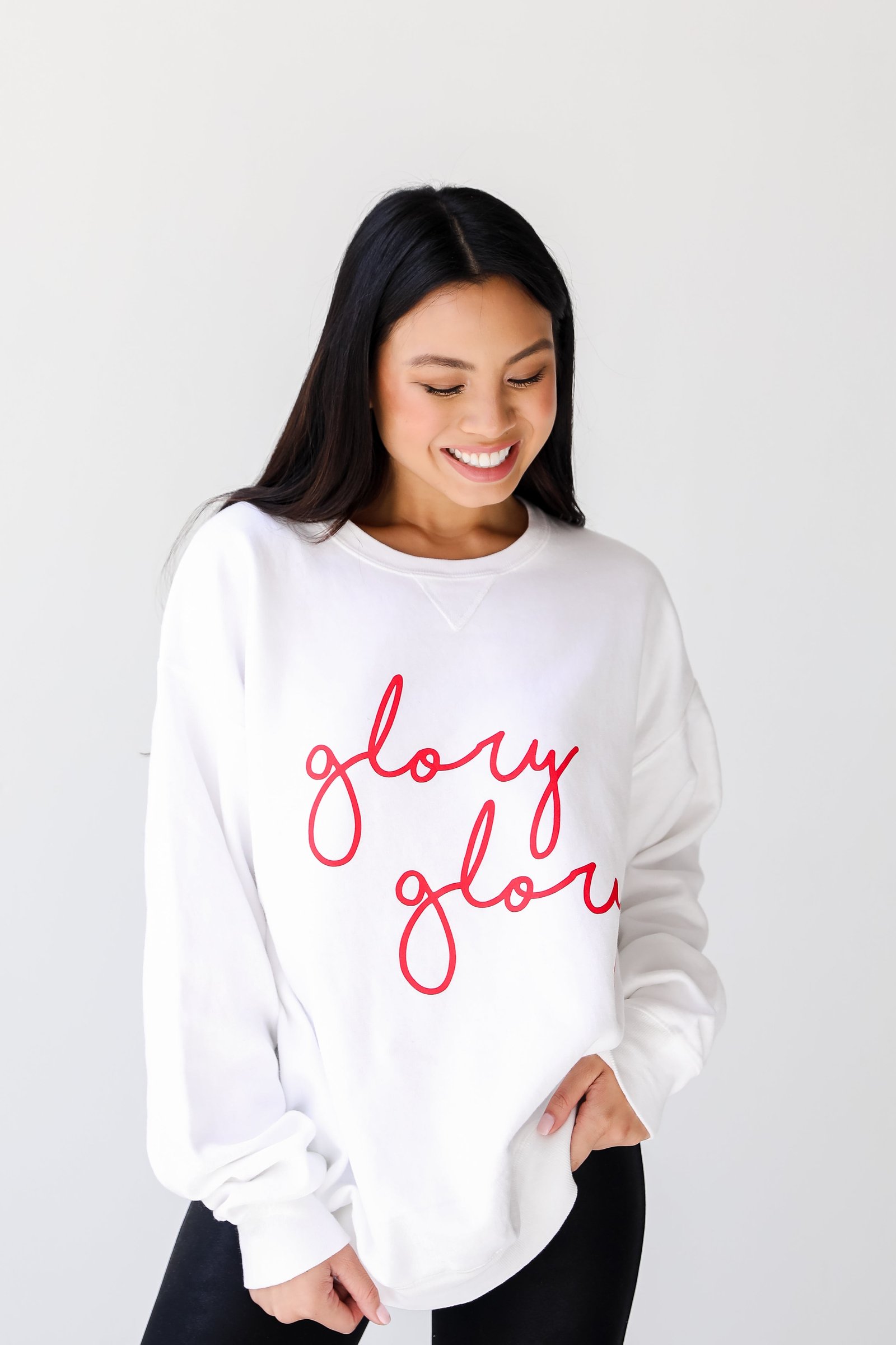 White Glory Glory Script Sweatshirt