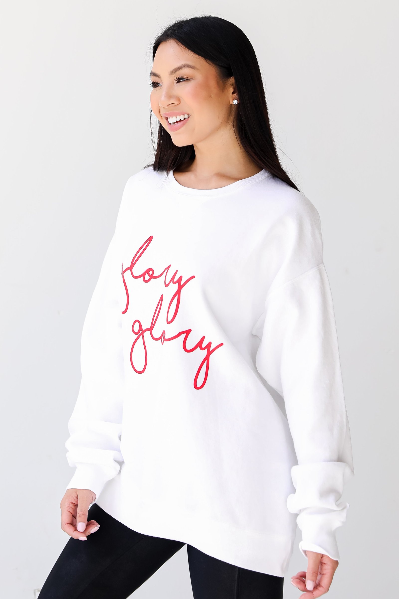 White Glory Glory Script Sweatshirt