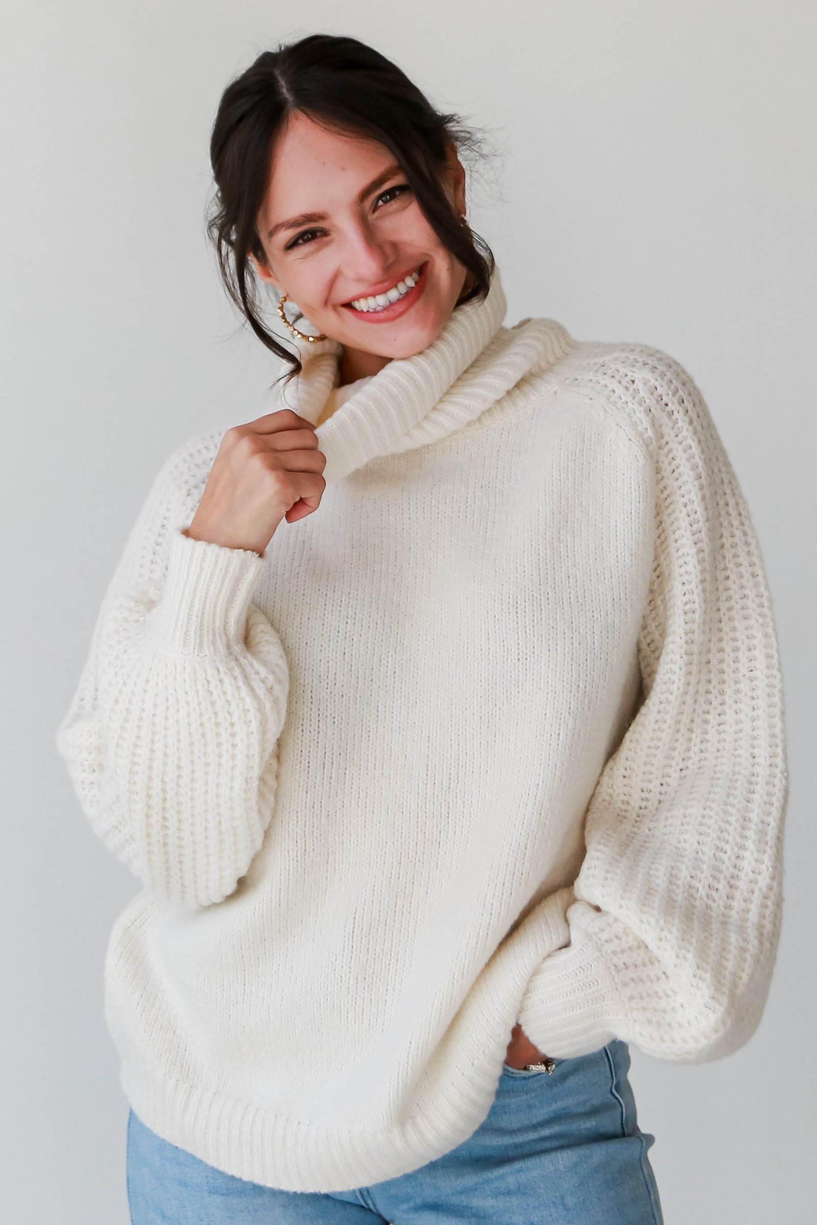 Endlessly Cozy Ivory Turtleneck Oversized Sweater