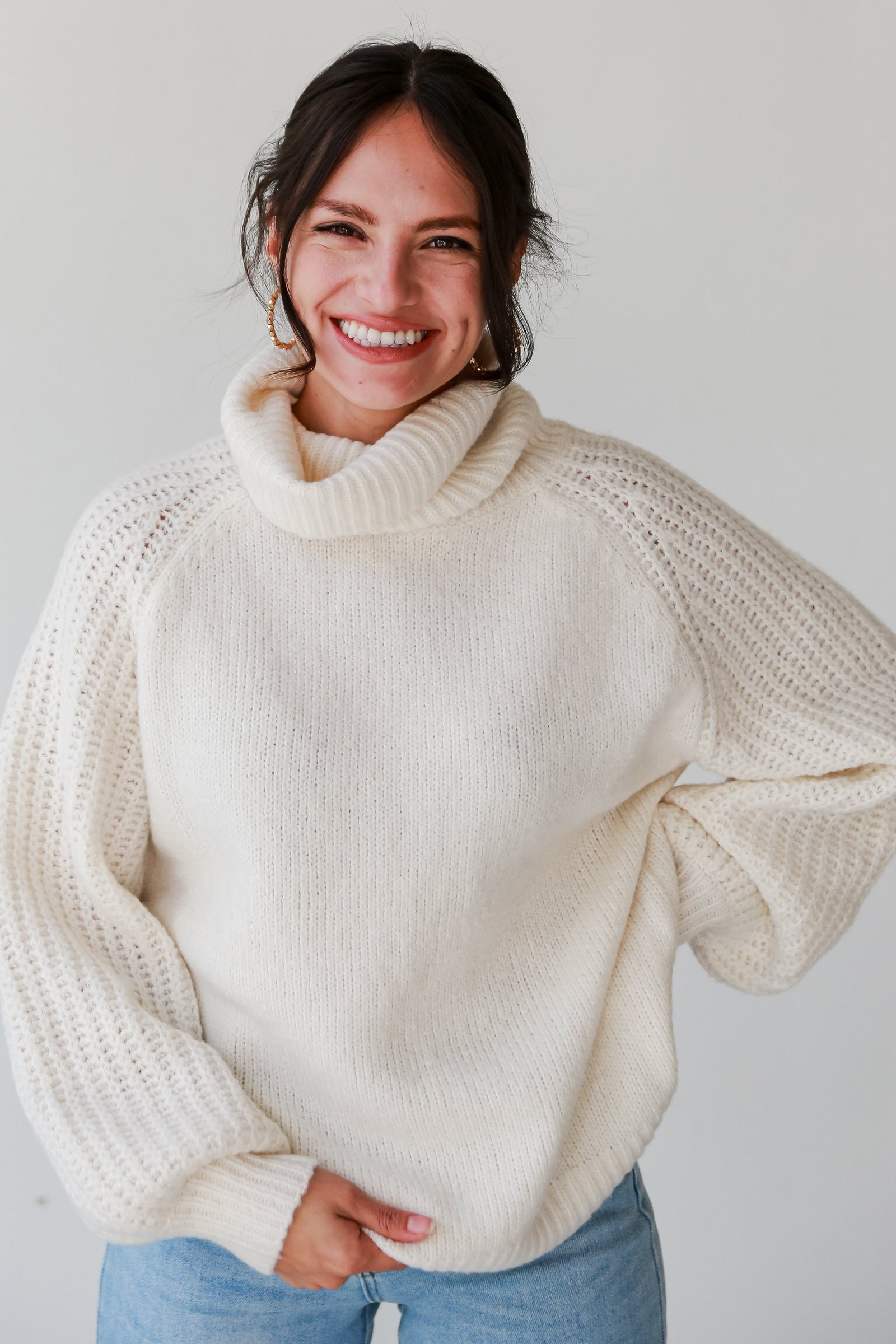 Endlessly Cozy Ivory Turtleneck Oversized Sweater